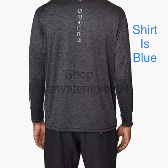 Spyder Swim Mens Long Sleeve Rashguard Shirt Blue Medium - Picture 7 of 13
